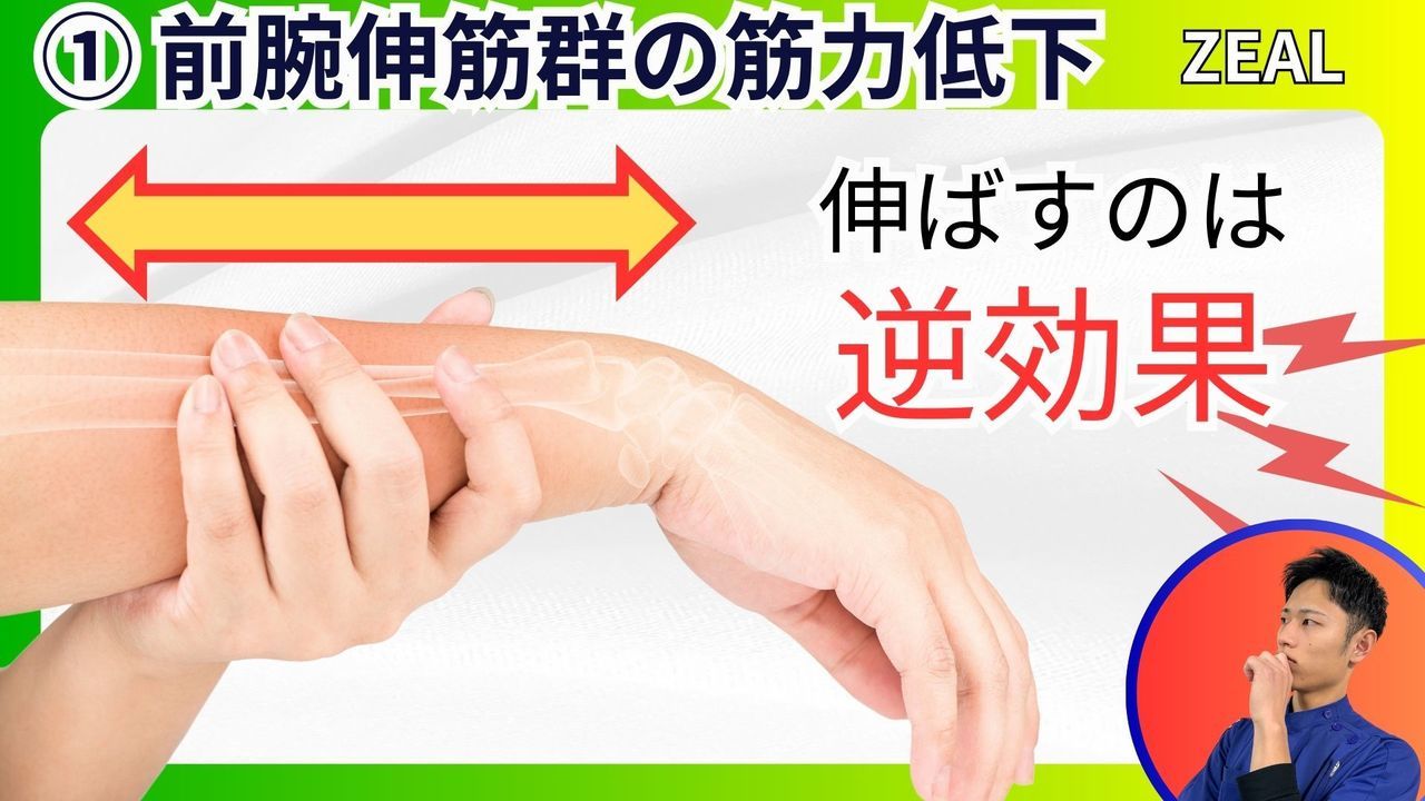 テニス肘（上腕骨外側上顆炎）の原因筋力低下｜玉野市ジール鍼灸整骨院